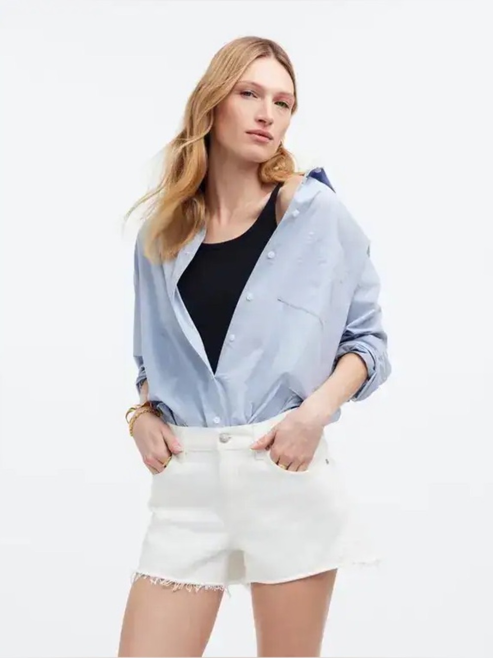 Madewell White Low-Rise Boyfriend Jean Shorts